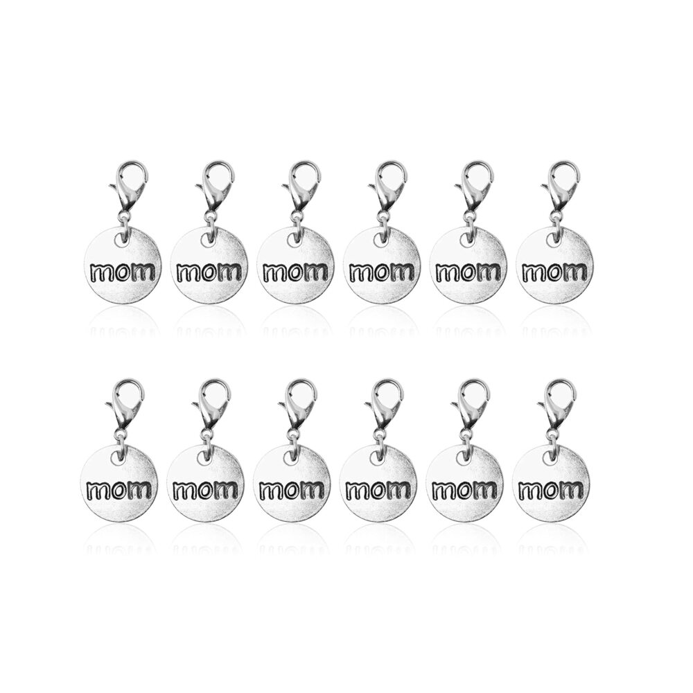 6735 Mom Charms for Jewelry Making - 12 Mom Pendant Charms - Mother Clip on